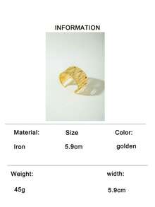 1pc Metallic Geometric Single Cuff Bracelet - Gold - View 10