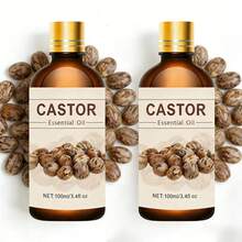 2pcs 100ml/2pcs 30ml/2pcs 10ml Castor Oil Moisturizing Facial Oil, Smooth Skin Fragrance Skincare Oil, Pure Plant Extract Essential Oil - Castor Bean Aroma Combination - View 2
