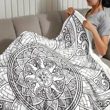 1pc Elegant Mandala Coloring Page Blanket - Soft Flannel Bedspread With Intricate Mandala Patterns, All-Season Cozy Bed Sofa Travel Throw, Adult Coloring Book Gift For & Men, Available In Multiple Sizes Four Seasons Universal Multifunctional Blanket/Perfect Gift, 2D Printing Him, Her Gifts For Her, Him, Family, Boyfriend, Girlfriend, Father, Family, Mother, Lover, Daughter, Son, Grandfather, Grandmother, Friend, Classmate, Pet. Perfect Nap, Camping, Travel, Home, Daily Life, Office Decoration, Birthday, Anniversary, Valentine's Day, Thanksgiving, Christmas, Halloween, Mother's Day, Father's Day, Wedding, New Year Gifts,Back To School Season,Graduation Gift,Sofa,Bed,Car,Bedroom,Living Room,Office, Outdoor Camping, Beach,Wall Decoration,Newly Expanded Themed Collections To Meet A Variety Of Styles And Scenar. - 多色17 - 查看 3