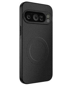 奢华磁吸无线充电仿碳纤维纯色条纹软壳手机壳，兼容谷歌Pixel 10/9 Pro XL/8/7/6 Pro/9A/8A/7A/6A 5G，哑光商务简约保护壳 - 黑色 - 查看 5