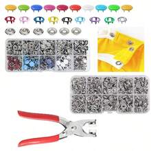 200 Sets Metal Snaps Buttons With Fastener Pliers Press Tool Kit Perfect For DIY Crafts Clothes Hats And Sewing, Snap Button Fasteners Kit For Clothing Sewing - Multicolor - View 1