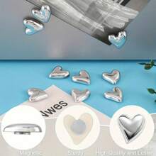 5/10/15pcs Refrigerator Magnets Set, Silver Cute Heart Shaped Decorative Magnets, Suitable For Home Kitchen Office Whiteboard Decor, Housewarming Gift - Silver Heart - View 6