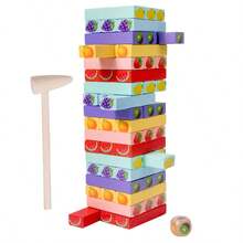 Wooden Stacking Tower Building Blocks Game, Interactive Parent-Child Desktop Puzzle Toy - Multicolor - View 2