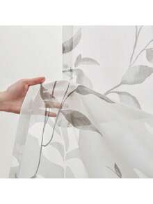 EstiloTendenciaMadison Park - Cortinas Transparentes Para Dormitorio, Modernas Y ContemporáNeas, De Lino Natural, 84 Pulgadas De Largo Para Sala De Estar, Cortina Transparente Moderna Con Ojales Cecily Botanical, 50 Pulgadas De Ancho X 84 Pulgadas De Largo, Paquete De 1 PanelCalidad PremiumVersióN Mejorada - hojas grises - Ver 5