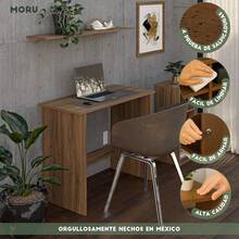 Escritorio Gamer| Mesa de Trabajo y Laptop| Escritorio para Computadora, Home Office y Oficina| Diseño Moderno| Medidas: 75x80x39| Fácil Armado y Compacto (Latte) - Café con leche - Ver 2