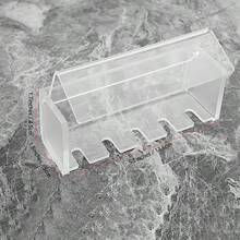 5 Slots Wall Mount Toothbrush Holder With Cover Self Adhesive Toothbrush Storage Organizer For Shower Toothbrush Hanger With Automatic Toothpaste Squeezer Dispenser - 磨砂 1 包 - 查看 2