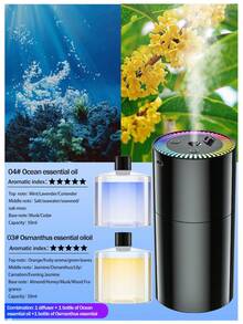 1 Set High-Value Black Car Humidifier & Essential Oil Diffuser With 6 Essential Oils, Fine Mist For Long-Lasting Fragrance, USB Ultrasonic Atomization, And Built-In LED Ambient Lighting. Compact And Portable, It's An Ideal Gift. Essential Oil Sets Available: (1 Oil Bottle + 1 Diffuser / 2 Oil Bottles + 1 Diffuser / 1 Oil Bottle). - A - View 31