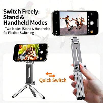 "2-In-1 Selfie Stick Tripod - Stand & Handheld Mode Quick Switch, Portable Phone Holder For Better Capturing Daily Moments Around You, Perfect For Recording Life Stories, Travel Vlogs, Group Photos & Casual Gatherings, Lightweight Extendable