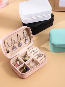 Large Capacity Jewelry Box, Jewelry Organizer Box, Multi-Function Jewelry Display Box, Jewelry Storage Box, Portable Travel Jewelry Box, Women's Gift Box, Small Jewelry Box For Earrings, Necklaces, Rings, Compact Jewelry Box, Minimalist Travel & Home Jewelry Box, Travel Essential, Cruise Essential, Back To School Essential, Ring, Necklace, Earring Storage Box, Perfect Gift For Women - Multicolor - View 4