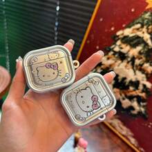 Sanrio 电镀卡通猫咪造型耳机保护套，适用于 Pro 3耳机，兼具保护功能 - 銀色KT貓 - 查看 3