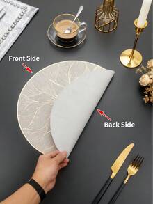 1pc/4pcs/6pcs/8pcs 15-Inch Round Gold PVC Washable Placemats - Minimalist Non-Slip Heat-Resistant Placemats, Ideal For Dining Tables, Coffee Bars, Room Decor, Valentine's Day Decor, And Wedding Decor - Gold - View 4