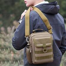 男士多功能腰包，户外MOLLE战术斜挎包，配有可调节腰带和肩带，大容量斜挎胸包，适合徒步和骑行，全天候适用 - 彩色 - 查看 9