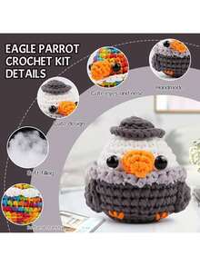 EstiloJadeshay - Kit De Ganchillo Para Principiantes, 2 Unidades, Kit De Animales De Ganchillo De ÁGuila Y Loro Amigurumi Para Adultos Y NiñOs Para Principiantes, Tutoriales En Video Paso A PasoVersióN Mejorada - 1 - Ver 4