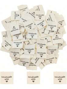 EstiloTendencia200 Etiquetas De Costura Para ArtíCulos Hechos A Mano, Hechas A Mano Con Etiquetas De Amor, Etiquetas En Relieve, Ropa Para Manualidades, Tejer, Ganchillo Y Costura (Color Blanco Roto)Calidad PremiumVersióN Mejorada - 1 - Ver 1