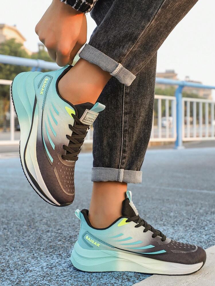 Men's Lightweight & Fashionable Sports Shoes - Lightweight, Comfortable, Non-Slip, Breathable. Shock-Absorbing Running Shoes, Round Toe Low-Top Thick-Sole Lace-Up Men's Casual Sports Shoes, Fashionable Tennis Shoes, Casual Sports Shoes With Low-Top MD Outsole, Suitable For Sports, Commuting, Shopping, Vacation - dark blue - View 4