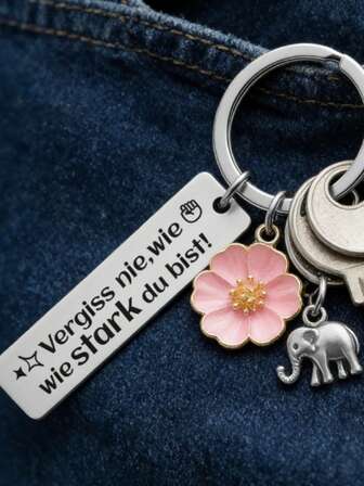 1 pieza Llavero de acero inoxidable con cita inspiradora rusa, llavero en forma de corazón para parejas al por mayor