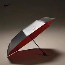 Nike Shiny Signature Exclusive Member Gift Offer, Silver & Orange Dual-Use Sports Umbrella With Foldable Storage Bag, UV Protection, Rain & Sun Resistant OG061-098A - Silver - View 2