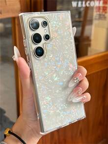 Luxury Golden Camera Frame Colorful Shell Pattern Acrylic Shockproof Phone Case Compatible With Samsung Galaxy S25Ultra S24Ultra S23Ultra S25 S24 S23 Plus A56 A55 A54 A16 A15 A14 5G Cute Translucent Men's And Women's Styles Anti Drop Case - Vibrant Colors - View 3