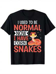 Funny Corn Snake T-Shirt - I Used To Be Normal, Now I Have A Corn Snake Slogan And Snake Graphic - Heavyweight 180gsm Reptile Keeper Apparel - Casual & Display Reptile T-Shirt For Snake Lovers (S-XXXL, Black/Red) - Gift For Herpetists - 黑色 - 查看 6