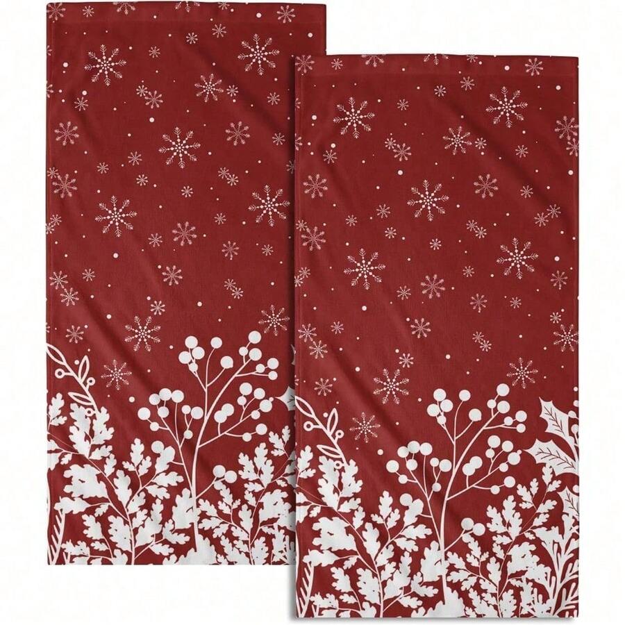 Black White Polka Dot Towels Set Of 2, Boho Polka Dot Hand Towels For Bathroom 14"X28" Vintage Doodle Towels Soft Absorbent Bathroom Hand Towel For Face, Gym, Spa, Kitchen - 聖誕雪花野花 - 查看 1