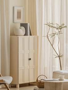 1 件米色条纹亚麻窗帘，系带罗马帘，时尚半透明窗帘，适用于厨房、浴室、小窗户