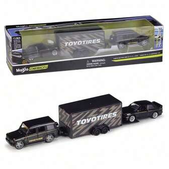 Maisto 1/64 Diecast Car Truck Toy Three-In-One Set Trailer Series Transport Car Vehicles Model Simulation Collection Diecast Metal Toy Hardcover Gift Box A Birthday Gift For Friends Trailer Toys Desktop Ornaments