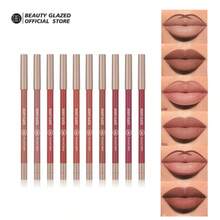 beauty glazed 哑光唇线笔，高显色度裸色唇线笔套装，丰盈唇形，防水持久，打造自然妆容，棕色唇线笔，女士适用 - #111 - 查看 2