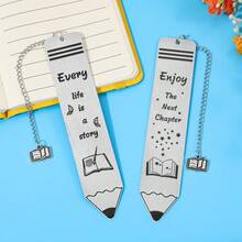 Cultural And Creative Stainless Steel Bookmark In The Shape Of A Pencil, Printed With Literary Inspirational Quotes, Suitable As A Page Marker For Book Lovers, Literary Youth, And Students, A Creative Gift For Readers - Multicolor - View 13