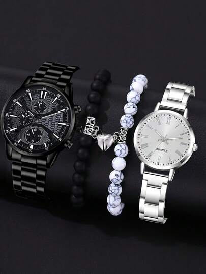 4PCS/Set Women's Ladies Female Quartz Wrist Watches Alloy Minimalist Luxury Vintage Elegant Jewelry Y2K Party Dress Vacation Holiday Festival Gift Valentine's Day Watch Bracelet Set