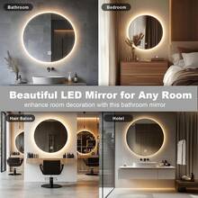 LED Bathroom Mirror For Over Sink, Electric Round Vanity Mirror With Backlit Lights For Shower Shaving, Fogless Wall Mounted Dimmable 3 Color Lighting, IP54 Waterproof - 50*50cm - View 6