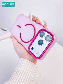 Magnetic TPU 1pc Colorful Contrast Thin Magnetic Phone Case, Semi-Transparent Matte PC+TPU Material, Independent Buttons, Full-Body Shock-Proof Protective Cover, Compatible With IPhone 17/17 Pro/17 Pro Max Spring Gift - Hot Pink - View 5