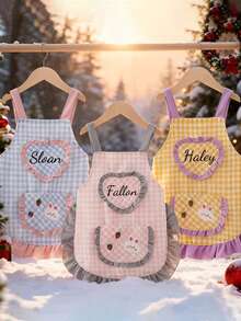 Delantal mini personalizado con nombre/texto y bolsillo de conejo, delantal infantil personalizado - Vestido sin mangas, conjunto de fiesta de cumpleaños - Delantal infantil personalizado, [6-10 años] Delantal infantil personalizado, delantal infantil con pequeño diseño de rana incluido, delantal y gorro estampado para niños pequeños, regalo de Navidad. Utensilios de cocina en miniatura realistas, delantal de cocina mini para niños y niñas, regalo de vuelta al colegio, regalo de Navidad, organizador de viaje - Multicolor - Ver 4