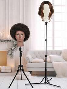 nunify Soporte de peluca reforzado con trípode, soporte ajustable para cabeza de maniquí para capacitación en cosmética y peluquería, soporte de peluca metálico negro de 63 pulgadas para exhibir pelucas, herramientas útiles para el salón para el peinado