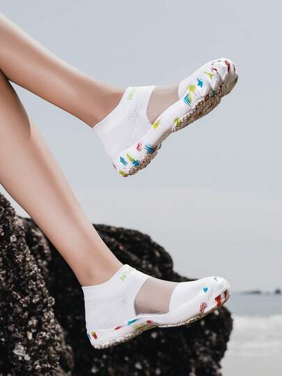 TOLLN 1 đôi giày lội nước ngoài trời nhanh khô dành cho nữ, giày bơi chống trượt, giày đi nước chống trầy xước, giày đi biển lưỡng cư.