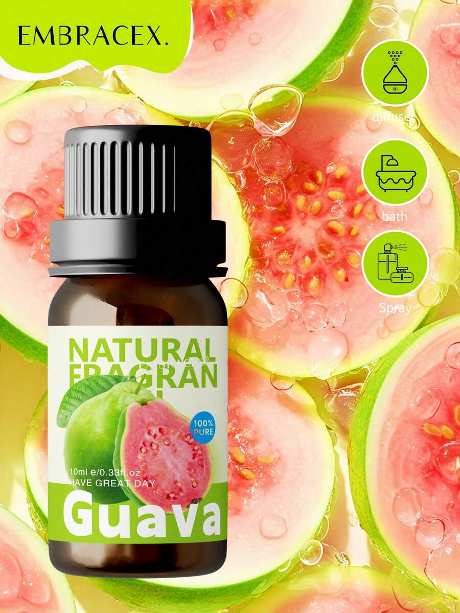 EMBRACEX. 0.33 Fl Oz/10ml Guava Fragrance Essential Oil, Suitable For Aromatherapy, Home Diffuser, Yoga, Skincare, And DIY Candle Making