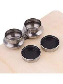 EstiloTendenciaHilitand 1 Pieza Acero Inoxidable Grande Doble CucharóN Taza De Paleta De Aceite Contenedor Pintura Megilp Trementina Recipiente De Disolvente Con TapóN De RoscaCalidad PremiumVersióN Mejorada - 1 - Ver 6