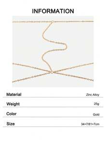1 Peça Joia Corporal Acessórios de Férias Corrente Sexy de Cintura Cruzada Multicamadas para Maiô Bikini - Dourado - Visão 6