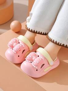 儿童时尚卡通拖鞋，幼儿夏季蝴蝶结防滑轻便软底粉色EVA女童室内/室外凉鞋，花园鞋 - 粉色 - 查看 2
