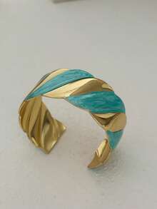 1pc Alloy Bohemian Minimalist Enamel-Look Colorful Bangle Bracelet, Suitable For Women's Daily Commute, Gathering With Friends, Romantic Festivals, Street Photography, Fashion Shows (The Texture And Color Of The Bracelet May Differ From The Actual Product) - Multicolor - View 10