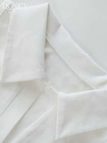 DONICY 女士白色无袖翻领系带喇叭连衣裙，时尚优雅，适合春夏穿着，可用于咖啡馆约会、度假、婚礼宾客、情人节、嘉年华等场合。 - 白色 - 查看 5