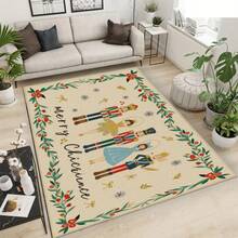 1pc 2D Flat Flannel Material Merry Christmas Nutcrackers Wreath Snowflakes Christmas| Velvet Floor Mat – Premium Soft Touch, Warm & Cozy For Winter, Absorbent Washable, Non-Slip Indoor/Outdoor Door Mat – Ideal For Entryway, Laundry Room, Kitchen, Bathroom, Holiday Gift - Multicolor - View 6
