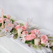 2Pack Artificial Peony Flower Garland - Silk Peony Garland With White Flowers Wedding Party Table Decoration, 6ft/Strand - Hồng + 2 - Xem 6