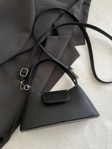 Fashionable Mini Solid Color PU Zipper Handbag, Minimalist Crossbody Bag, Suitable For Women Shopping, Dating, Party, Gift And Daily Use - Black - View 6