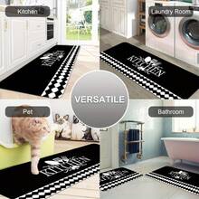 A Floor Mat Suitable For The Doorway. It Is A Modern-Style Kitchen Mat That Can Also Be Used As A Placemat Or Small Kitchen Decorative Mat. Designed With A Black Background, Soft And Comfortable, Made Of Flannel - Multicolor - View 7