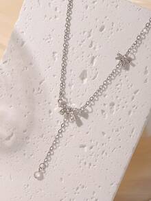 1pc Elegant & Unique Butterfly Shaped Pendant Necklace With Rhinestone & Zirconia Decoration For Women, Suitable For Daily Wear - Silver - View 8