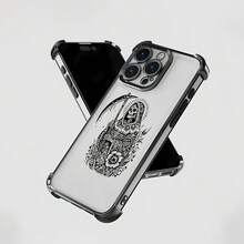 Grim Reaper Floral Design Phone Case Cover compatible with Samsung Apple VIVO OPPO  and Honor phone cases Made of TPU material providing shockproof and drop protection A unique gift for family friends loved ones boyfriend girlfriend and for Halloween - Negro - Ver 6