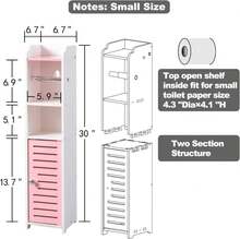 AOJEZOR Toilet Paper Holder Stand: Small Bathroom Storage Cabinet - Pinkish Rose - White - Thạch hồng - Xem 4