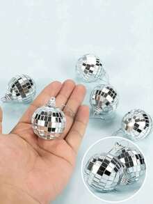迷你迪斯科球悬挂装饰反光镜面球，70年代迪斯科派对用品，适合圣诞节假期 - 彩色 - 查看 11
