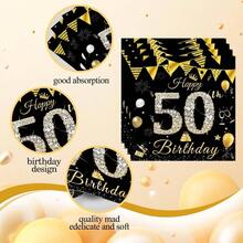 40PCS 50th Birthday Decorations Black Gold Vintage 1965 Party Tableware Cheers To 50 Years Paper Plates Napkins Men Women 50th Birthday - Biểu ngữ sinh nhật lần thứ 50 - Xem 4