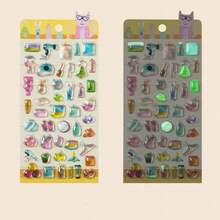 3D立体贴纸，儿童创意卡通闪光水晶贴纸，趣味浮雕贴纸，夜光贴纸 - 彩色 - 查看 10